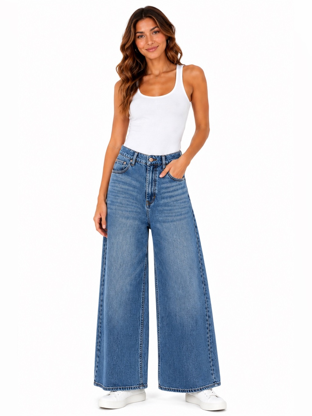 Rewash‎ medium Wash Wide Leg Jeans Casual Denim Relaxed Fit 11 Large Minimalist